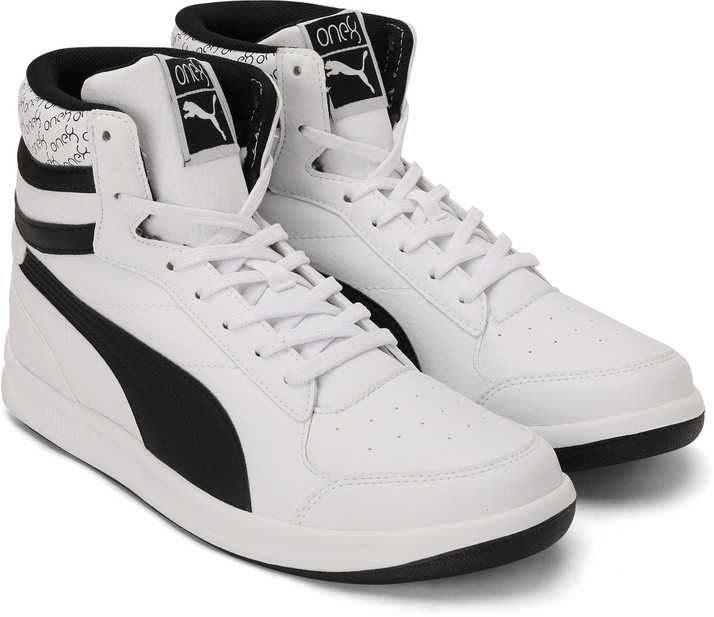 puma one8 mid white ankle high sneakers
