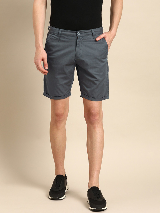 ether Solid Men Grey Chino Shorts - Buy 