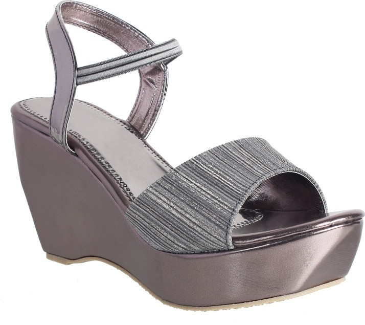 womens grey wedge shoes