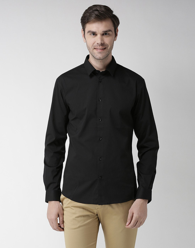 Celio Men Solid Casual Black Shirt 