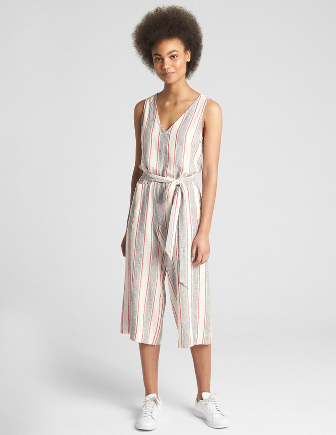 gap striped jumpsuit