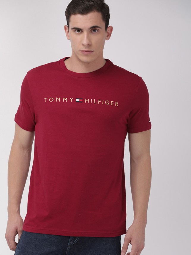 maroon tommy hilfiger shirt