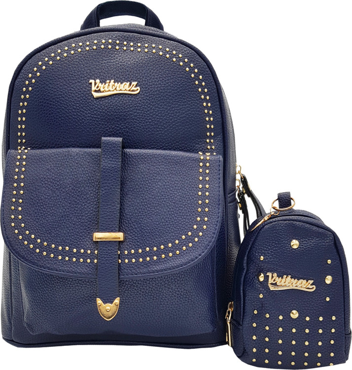 blue leather backpack purse