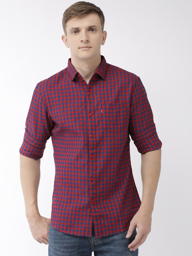 LEVI'S Men Checkered Casual Red Shirt 