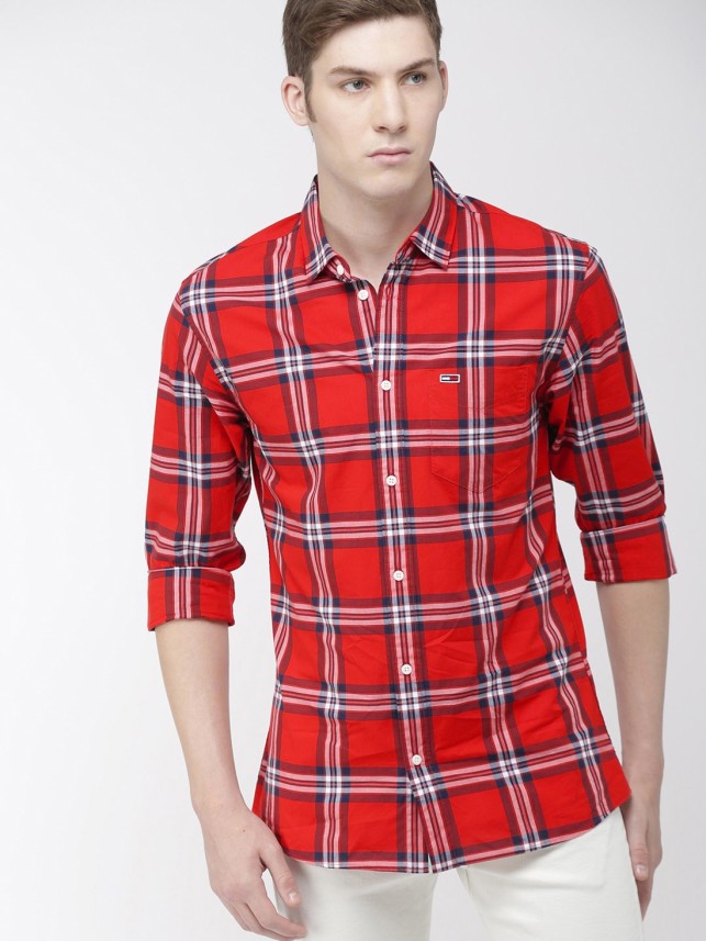 mens red tommy hilfiger shirt