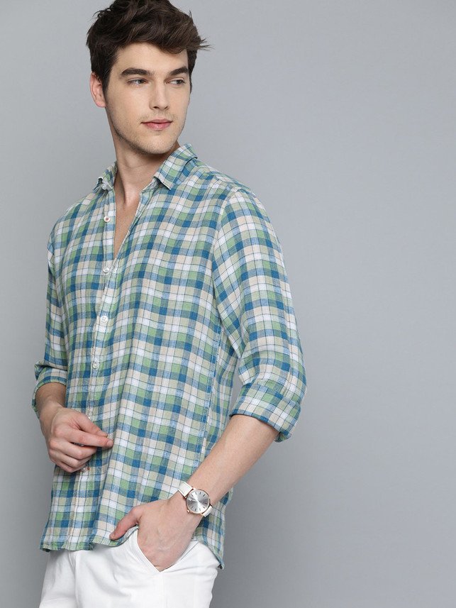 Harbour Men Checkered Casual Blue Shirt 