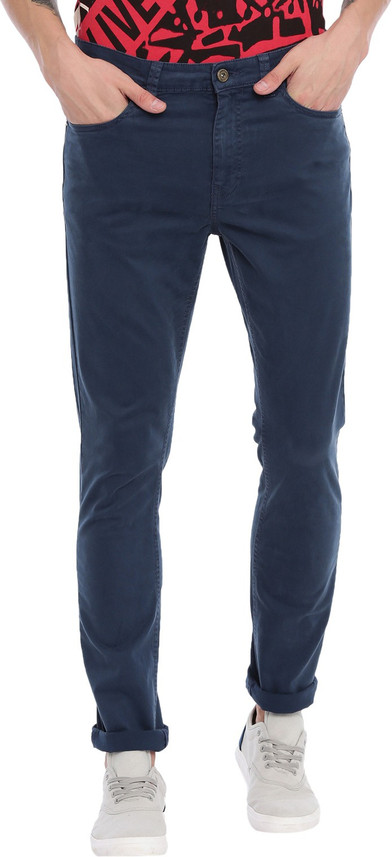 Buy BREAKBOUNCE Slim Fit Men Dark Blue 