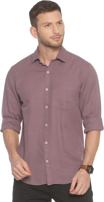 Buy Linen Club Men Solid Casual Maroon 
