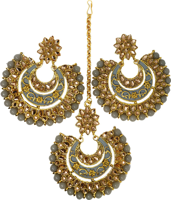 earrings with maang tikka flipkart