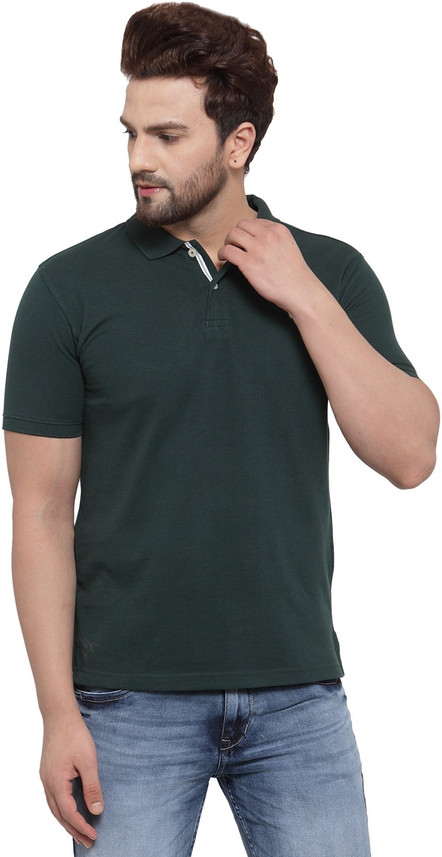 Buy CANTABIL Solid Men Polo Neck Green 