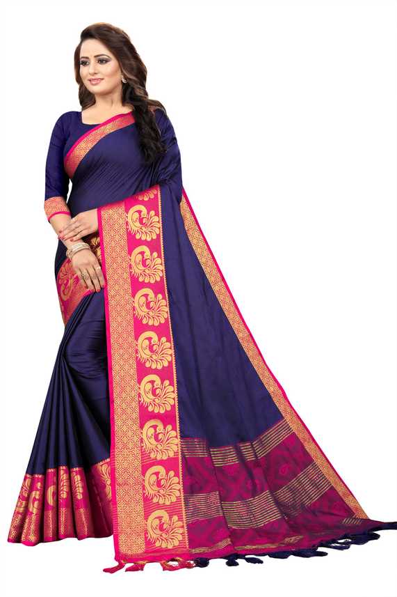 Buy Selrina Fashion Printed Daily Wear Silk Blend Cotton Silk Blue Sarees Online Best Price In India Flipkart Com