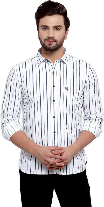 Cantabil Men Striped Casual White Shirt Buy Cantabil Men Striped