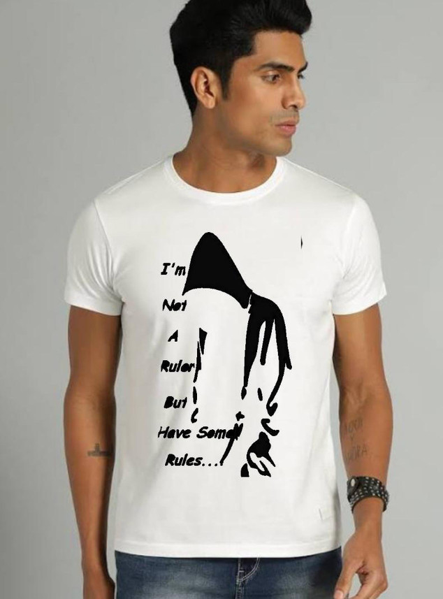 BTS PEOPLE Printed Men Round Neck White 