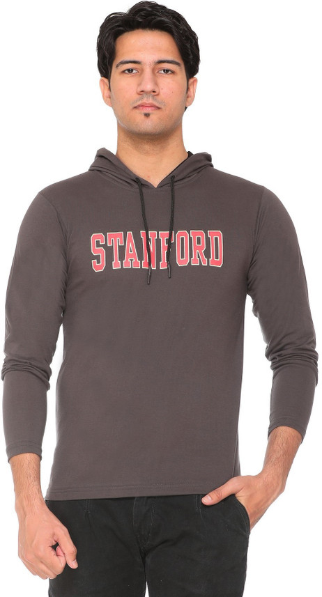 Buy HVBK Printed Men Hooded Neck Grey 