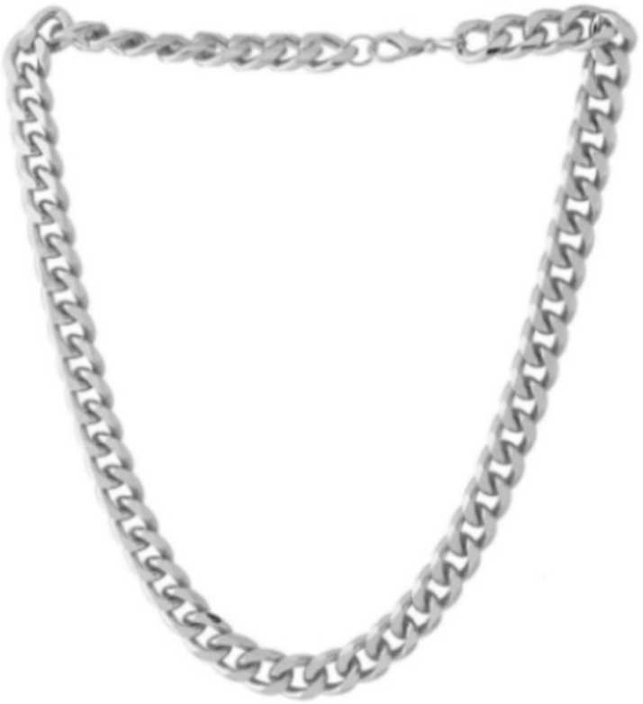 Karmaah Silver Plated Chain 10mm Thick Cuban Link Silver Chain For Men Titanium Plated Stainless Steel Chain Price In India Buy Karmaah Silver Plated Chain 10mm Thick Cuban Link Silver Chain