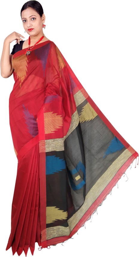 red and black saree flipkart