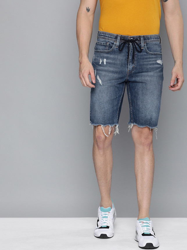 LEVI'S Washed Men Blue Denim Shorts 