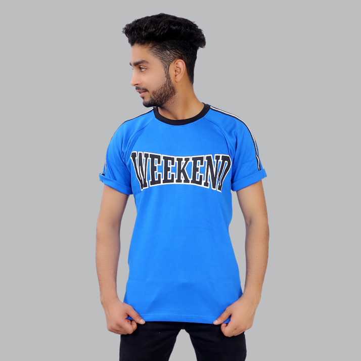 STYLAGE Typography Men Round Neck Blue 