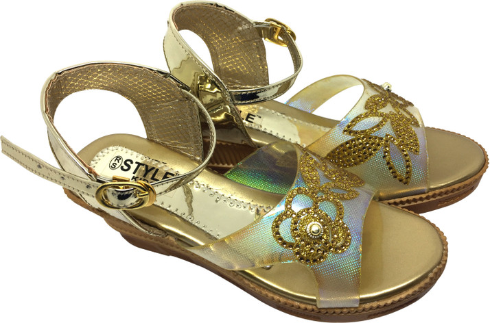girls gold wedges