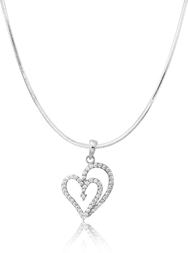 SHI Jewellery Heart Pendant Set Silver 
