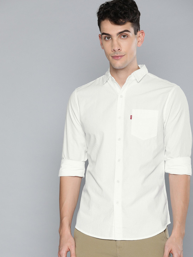 LEVI'S Men Solid Casual White Shirt 