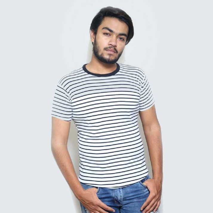 black and white striped t shirt flipkart