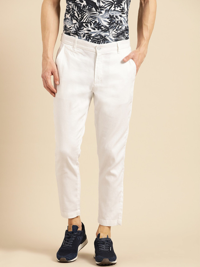 Benetton Regular Fit Men White Trousers 