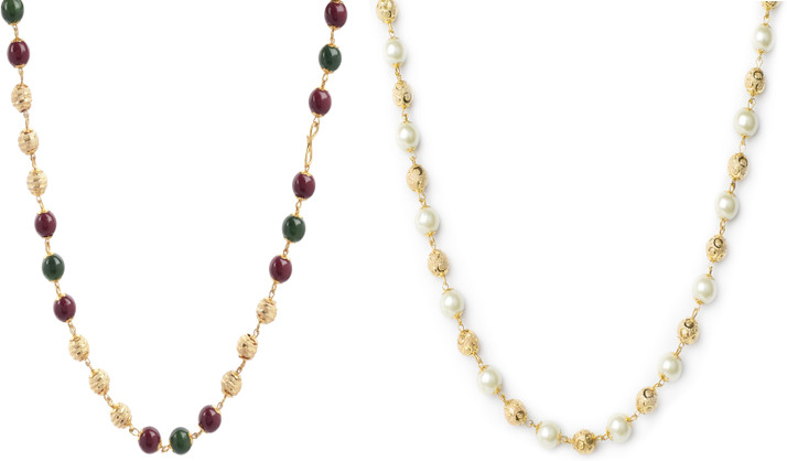 Gold Era White \u0026 Gold Plated Pearl Mala 