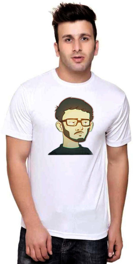 Men Round Neck White T-Shirt 