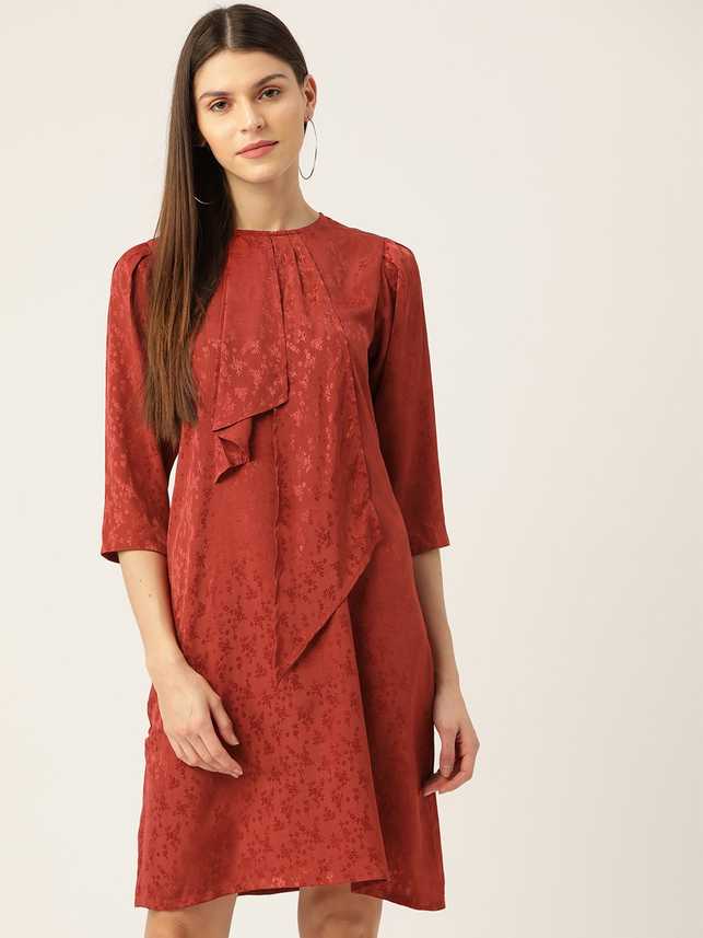Rue Collection Women A Line Red Dress Buy Rue Collection Women A Line Red Dress Online At Best Prices In India Flipkart Com
