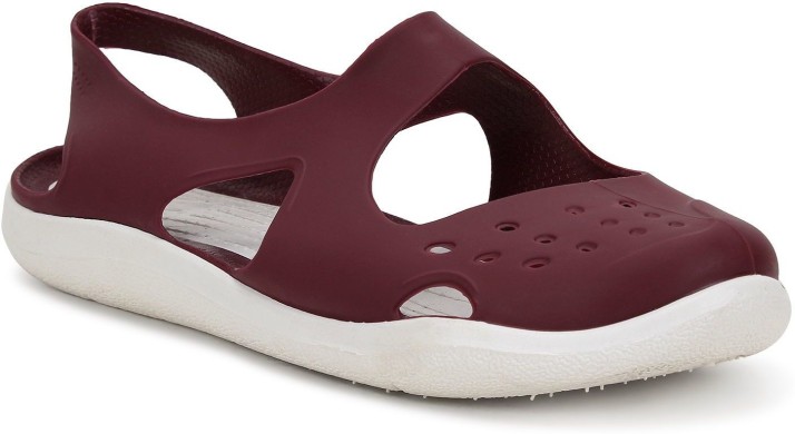 maroon clogs