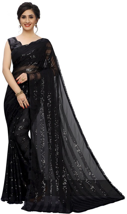 chiffon black saree