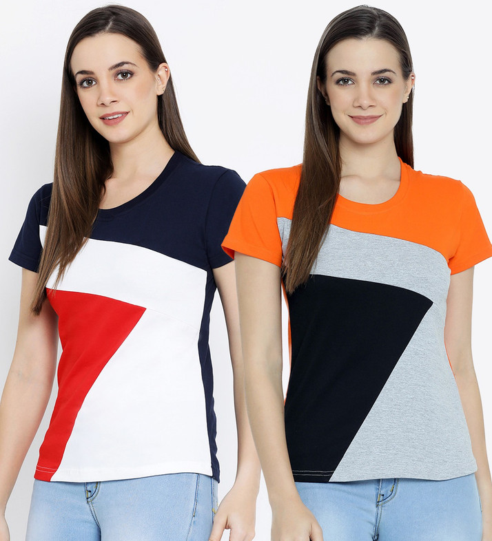 Buy UFFERS Color Block Women Round Neck 