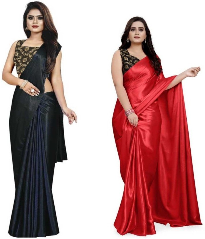 red and black saree flipkart