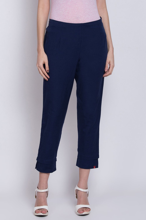 Buy BIBA Women Blue Trousers Online at 