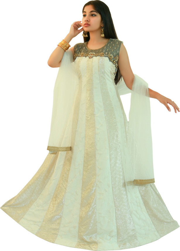 white anarkali dress flipkart