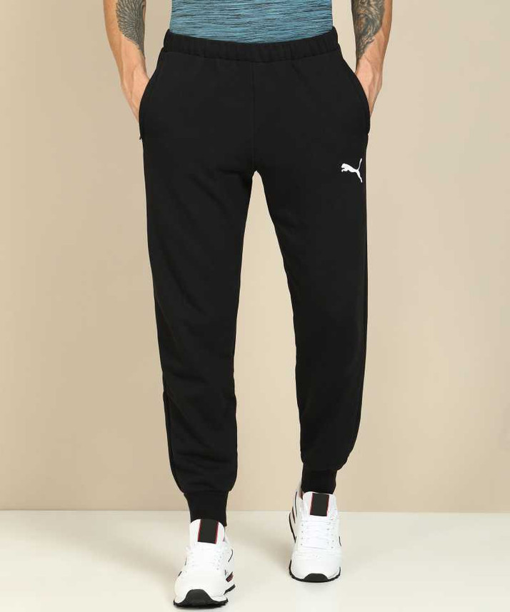 puma solid men's black track pants