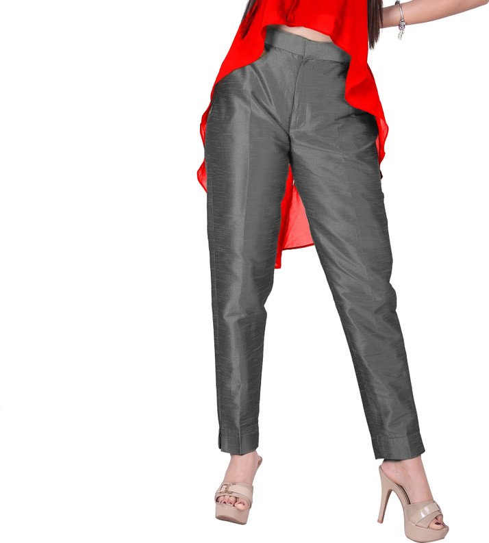 BLACK LADY Slim Fit Women Grey Trousers 