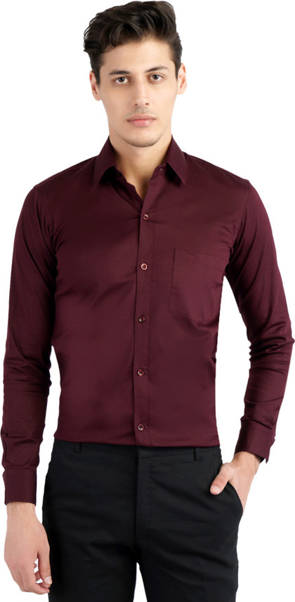 Availkart Men Solid Formal Maroon Shirt 