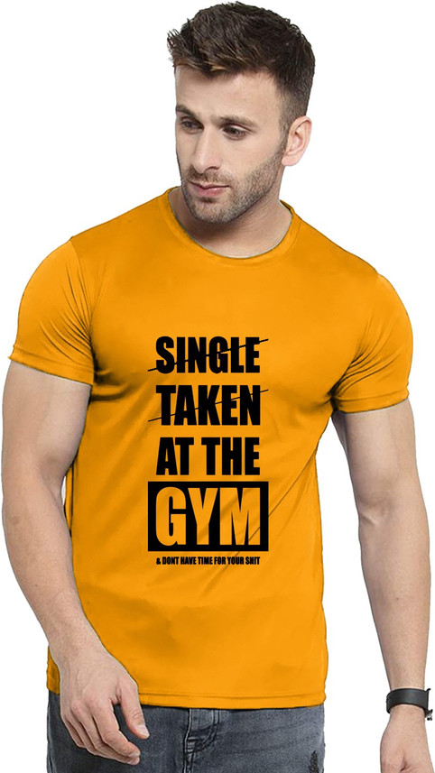 Live3D Printed Men Round Neck Yellow T 