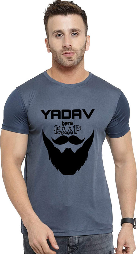 Buy iShoppe Printed Men Round Neck Grey 