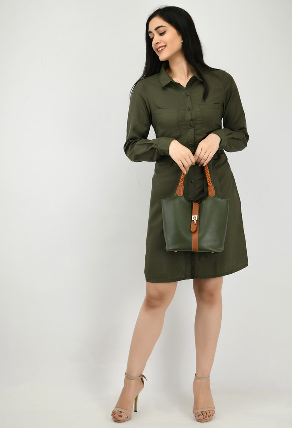 womens olive green dress