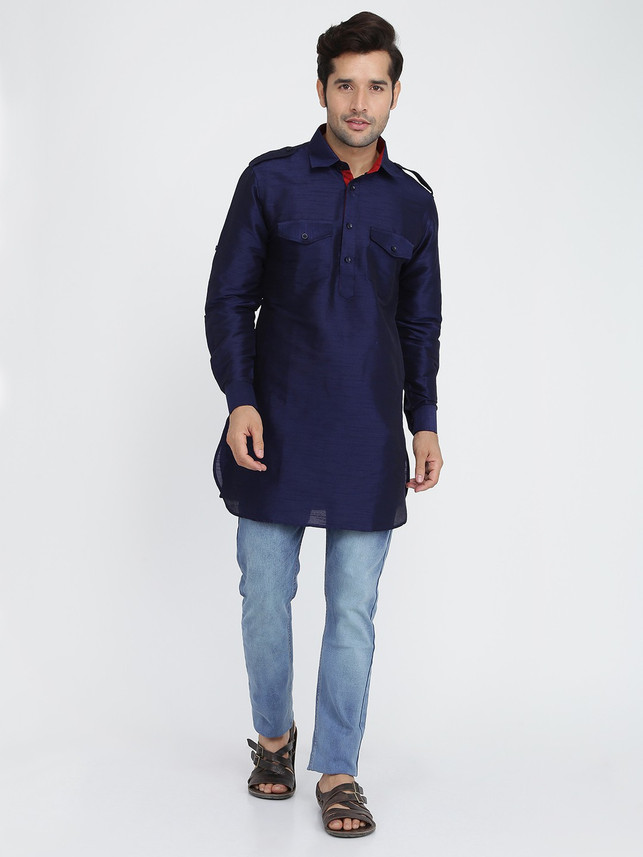 Royal Kurta Men Solid Pathani Kurta 