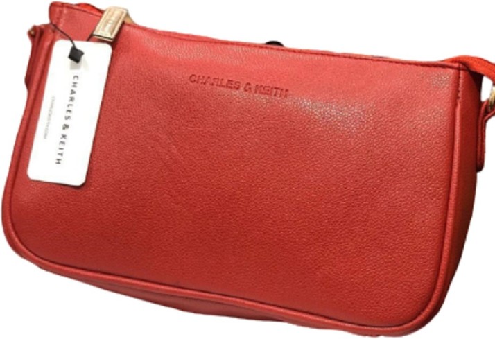 charles and keith red sling bag