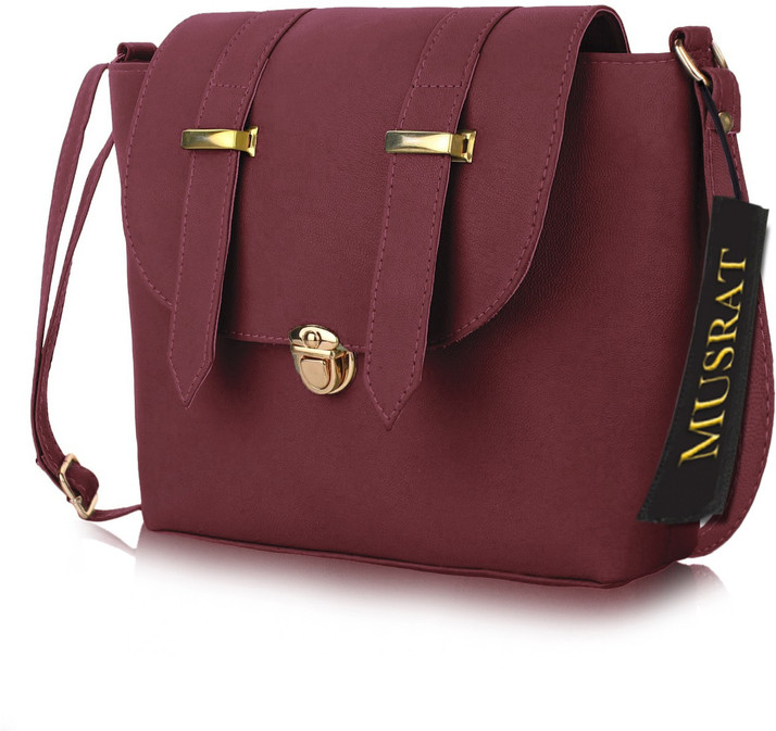 maroon sling bag
