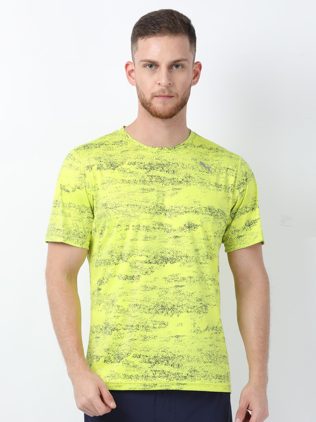 PUMA Printed Men Round Neck Yellow T 