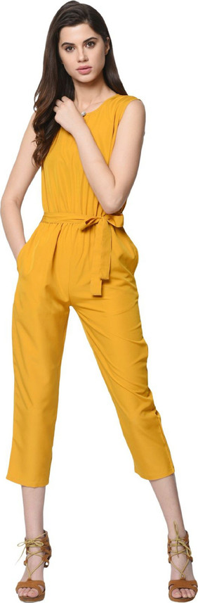 yellow cargo jumpsuit
