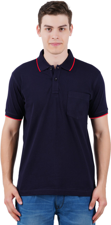 Buy Pointer Solid Men Polo Neck Blue T 