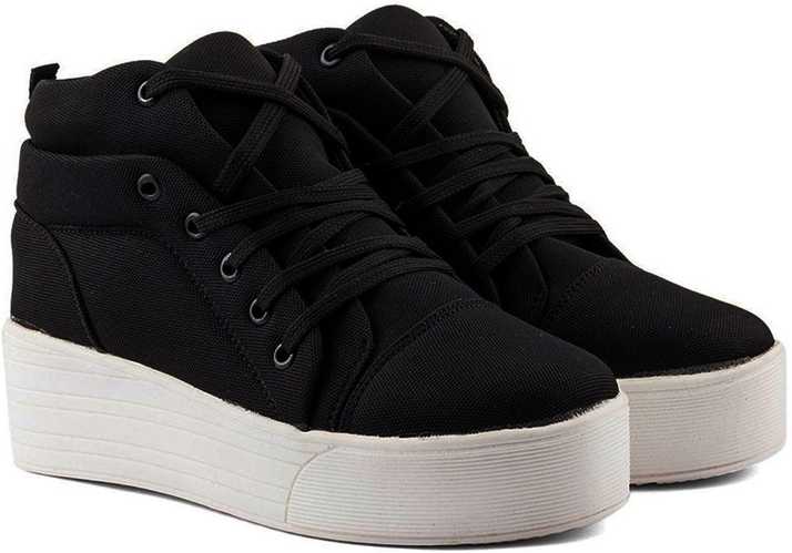 Longwalk Girls Canvas Heel Sneakers For Women Buy Black Color Longwalk Girls Canvas Heel Sneakers For Women Online At Best Price Shop Online For Footwears In India Flipkart Com