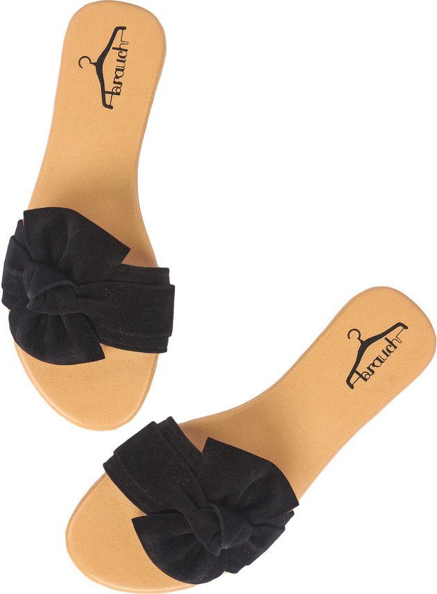 womens black flat slides